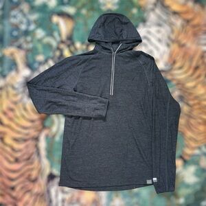 Meriwool 190g Base Layer Hoodie 1/4 Zip Lightweight 100% Merino Wool Gray Large